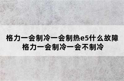 格力一会制冷一会制热e5什么故障 格力一会制冷一会不制冷